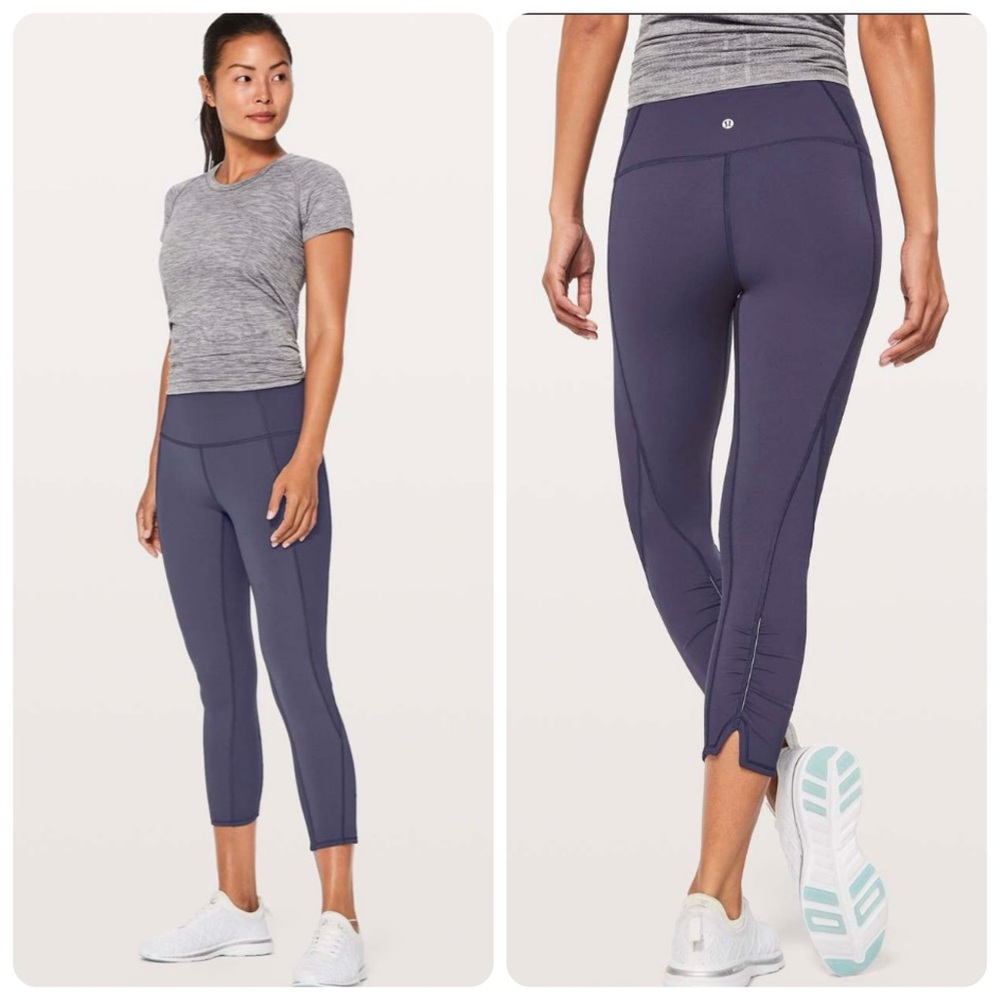 EUC Lululemon Midnight Navy Blue On Your Mark Crop Leggings
